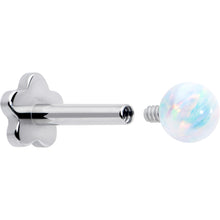 将图片加载到图库查看器，Titanium Reversible Flower Flat Back Stud 18G Synthetic Opal Ball

