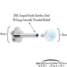 将图片加载到图库查看器，Titanium Reversible Flower Flat Back Stud 18G Synthetic Opal Ball
