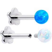 将图片加载到图库查看器，Titanium Reversible Flower Flat Back Stud 18G Synthetic Opal Ball
