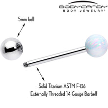 Load image into Gallery viewer, Synthetic Opal Hypoallergenic Titanium Barbell Tongue Ring
