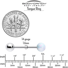 Load image into Gallery viewer, Synthetic Opal Hypoallergenic Titanium Barbell Tongue Ring
