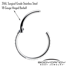 将图片加载到图库查看器，18G 3/8 Clear CZ Gem Titanium Forward Facing Hinged Segment Ring
