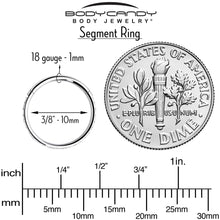 将图片加载到图库查看器，18G 3/8 Clear CZ Gem Titanium Forward Facing Hinged Segment Ring
