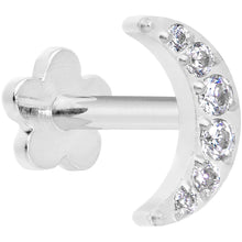 将图片加载到图库查看器，Titanium Flat Back Earring Gem Crescent Moon - 18G Threadless Reversible
