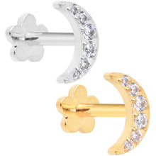 将图片加载到图库查看器，Titanium Flat Back Earring Gem Crescent Moon - 18G Threadless Reversible

