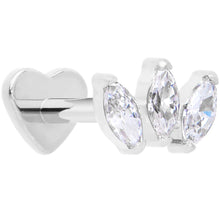 Load image into Gallery viewer, Titanium Flat Back Earring Trio Gem- 18G Threadless Reversible Heart
