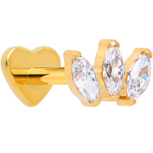 Load image into Gallery viewer, Titanium Flat Back Earring Trio Gem- 18G Threadless Reversible Heart
