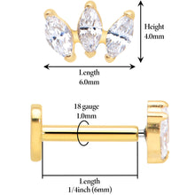 Load image into Gallery viewer, Titanium Flat Back Earring Trio Gem- 18G Threadless Reversible Heart
