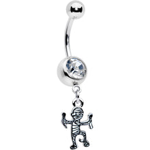 Load image into Gallery viewer, Clear Gem Two Tone Halloween Mummy Dangle Belly Ring
