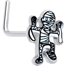 Load image into Gallery viewer, 20G 7mm Two Tone Halloween Mummy L Shape Nose Ring
