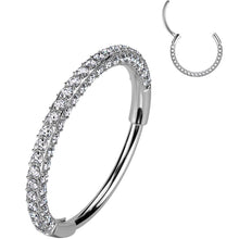 Load image into Gallery viewer, 18G Implant Grade Titanium Triple Sided Micro Gem Hinged Nose Hoop
