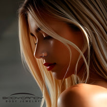 Load image into Gallery viewer, 20G Implant Grade Titanium Triple Sided Micro Gem Hinged Nose Hoop
