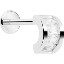 Load image into Gallery viewer, 18G 5/16 CZ Gem Horseshoe Threadless Push In Labret Monroe Tragus
