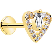 Load image into Gallery viewer, 18G 5/16 CZ Gem Heart Threadless Push In Labret Monroe Tragus
