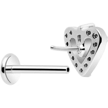 Load image into Gallery viewer, 18G 5/16 CZ Gem Heart Threadless Push In Labret Monroe Tragus
