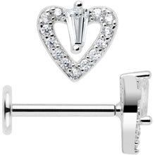 Load image into Gallery viewer, 18G 5/16 CZ Gem Heart Threadless Push In Labret Monroe Tragus
