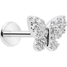 Load image into Gallery viewer, 18G 5/16 CZ Gem Butterfly Paved Threadless Push In Labret Tragus
