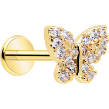 Load image into Gallery viewer, 18G 5/16 CZ Gem Butterfly Paved Threadless Push In Labret Tragus
