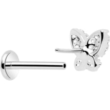 Load image into Gallery viewer, 18G 5/16 CZ Gem Butterfly Paved Threadless Push In Labret Tragus

