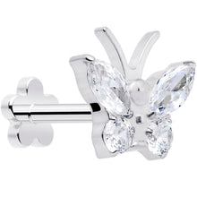 Load image into Gallery viewer, 16G 5/16 Titanium Reversible Flower Threadless Gem Butterfly Labret Tragus
