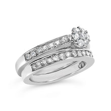 Load image into Gallery viewer, Sterling Silver 1/2 Cttw Diamond Cluster Flower Bridal Set
