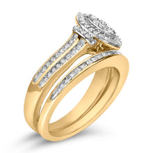 Load image into Gallery viewer, 14K Yellow Gold Plated Sterling Silver 1/2 Cttw Marquise Cluster Diamond Bridal Set

