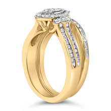 Load image into Gallery viewer, 14K Yellow Gold Plated Sterling Silver 1/2 Cttw Marquise Cluster Diamond Bridal Set
