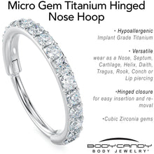 将图片加载到图库查看器，Micro Gem Titanium Hinged Nose Hoop
