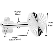 将图片加载到图库查看器，18G Titanium Flat Back Earring Threadless Reversible Heart
