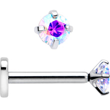 Load image into Gallery viewer, 16G 5/16 Aurora CZ Implant Grade Titanium Threadless Reversible Heart Flatback Stud
