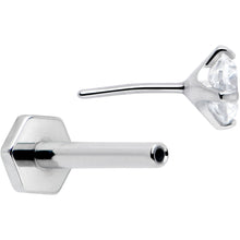将图片加载到图库查看器，16G 5/16 Clear Gem Implant Grade Titanium Threadless Reversible Hex Flatback Stud
