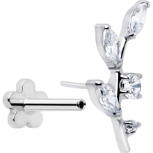 Load image into Gallery viewer, 18G 1/4 Clear Gem Implant Grade Titanium Leaves Threadless Flatback Stud
