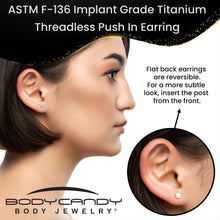 Load image into Gallery viewer, 18G 1/4 Clear Gem Implant Grade Titanium Leaves Threadless Flatback Stud
