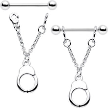Load image into Gallery viewer, 14G 3/4 Handcuff Chain Dangle Nipple Ring Set
