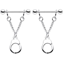 Load image into Gallery viewer, 14G 3/4 Handcuff Chain Dangle Nipple Ring Set
