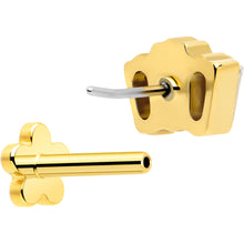 Load image into Gallery viewer, 18G 1/4 Clear Gem 14k Gold Plated Implant Grade Titanium Threadless Flower Reversible Flat Back Earring
