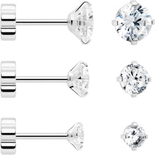 将图片加载到图库查看器，20G Clear CZ Gem Reversible Flower Flat Back Earring Set of 6
