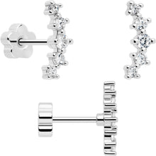 将图片加载到图库查看器，20G CZ Gem Ball Arch Butterfly Reversible Flower Flat Back Earring Set of 6
