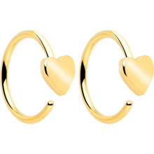 Load image into Gallery viewer, 20G Gold Tone Implant Grade Titanium Heart Open Hoop Earring Set
