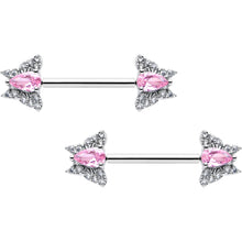 Load image into Gallery viewer, 14G 9/16 Style Butterfly Threadless Nipple Ring Set
