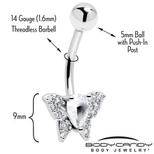 Load image into Gallery viewer, Cubic Zirconia Style Butterfly Belly Ring
