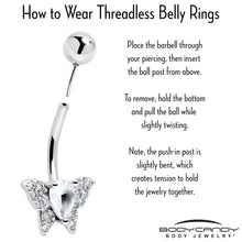 Load image into Gallery viewer, Cubic Zirconia Style Butterfly Belly Ring
