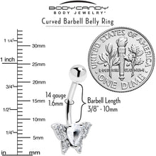 Load image into Gallery viewer, Cubic Zirconia Style Butterfly Belly Ring
