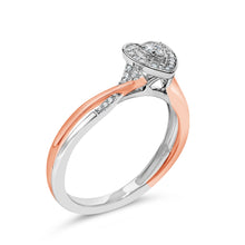 Load image into Gallery viewer, 14K Rose Gold Plated Sterling Silver 1/10 Cttw Diamond Heart Motif Ring
