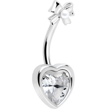 Load image into Gallery viewer, Love Ribbon Heart Double Mount Belly Ring

