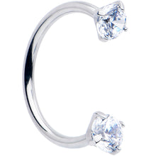 将图片加载到图库查看器，Double Gem Titanium Horseshoe Nose Ring -  Internally Threaded Solid Titanium CZ Horseshoe Nose Hoop
