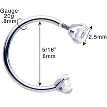 将图片加载到图库查看器，Double Gem Titanium Horseshoe Nose Ring -  Internally Threaded Solid Titanium CZ Horseshoe Nose Hoop
