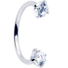 将图片加载到图库查看器，Double Gem Titanium Horseshoe Nose Ring -  Internally Threaded Solid Titanium CZ Horseshoe Nose Hoop
