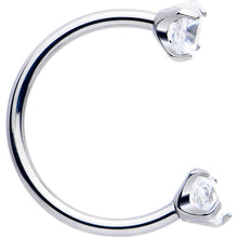 将图片加载到图库查看器，Double Gem Titanium Horseshoe Nose Ring -  Internally Threaded Solid Titanium CZ Horseshoe Nose Hoop

