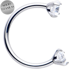 将图片加载到图库查看器，Double Gem Titanium Horseshoe Nose Ring -  Internally Threaded Solid Titanium CZ Horseshoe Nose Hoop
